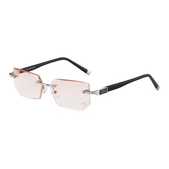 Men Anti Fatigue & Blue-ray Rimless Rhinestone Trimmed Presbyopic Glasses, +2.00D