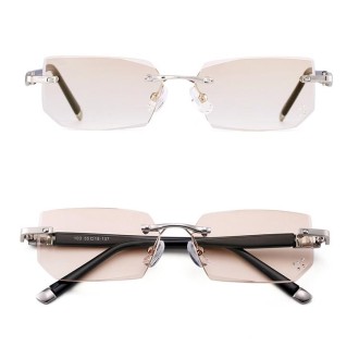 Men Anti Fatigue & Blue-ray Rimless Rhinestone Trimmed Presbyopic Glasses, +2.00D