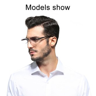 Men Anti Fatigue & Blue-ray Rimless Rhinestone Trimmed Presbyopic Glasses, +2.00D