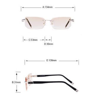 Men Anti Fatigue & Blue-ray Rimless Rhinestone Trimmed Presbyopic Glasses, +2.00D