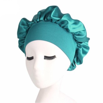 2 PCS TJM-301 Night Cap With Wide Brim And Elasticity Headband Ladies Chemotherapy Cap Hair Care Hat, Size: M 56-58cm(Peacock Bl