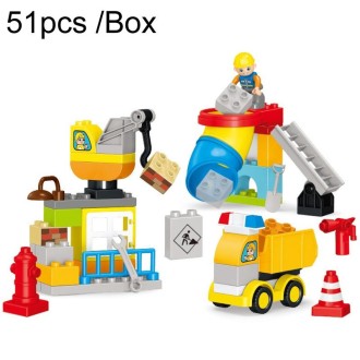 51pcs /Box Children Large Particle Assembly Building Blocks Boys City Engineering Construction Puzzle DIY Toys