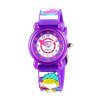 JNEW A335-86224 Children Cartoon 3D Cooking Firl Waterproof Quartz Silicone Watch( Purple)