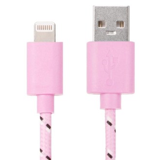 1m Nylon Netting USB Data Transfer Charging Cable For iPhone, iPad, Compatible with up to iOS 15.5(Pink)