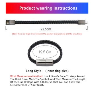 XJ-28 3A USB to 8 Pin Creative Bracelet Data Cable, Cable Length: 22.5cm(Black)