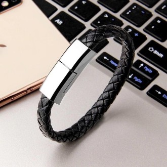 XJ-28 3A USB to 8 Pin Creative Bracelet Data Cable, Cable Length: 22.5cm(Black)