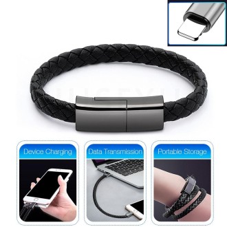 XJ-28 3A USB to 8 Pin Creative Bracelet Data Cable, Cable Length: 22.5cm(Black)