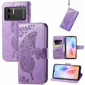 For DOOGEE X98 Pro / X98 Butterfly Love Flower Embossed Leather Phone Case(Purple)