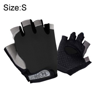 Summer Men Women Fitness Gloves Gym Weight Lifting Cycling Yoga Training Thin Breathable Antiskid Half Finger Gloves, Size:S(Bla