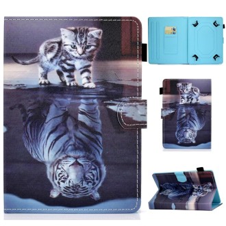 For 7 inch Universal Voltage Painted Pattern Tablet PC Protective Leather Case with Bracket & Card Slots & Pen Slot & Anti-skid 