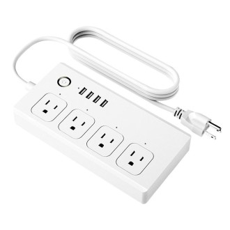 ZigBee 10A SM-SO301-U 2500W 4 Holes + 4 USB Smart Power Strip, US Plug(White)