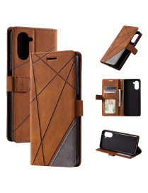 For Realme 10 Pro 5G Skin Feel Splicing Horizontal Flip Leather Phone Case(Brown)
