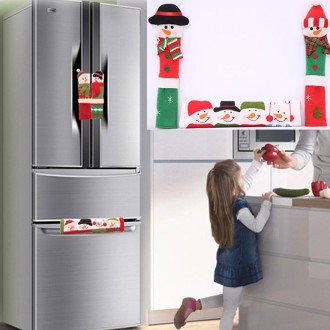 3 in 1 Christmas Style Cloth Fridge Microwave Oven Door Handle Cover Set, Size: 23*14cm
