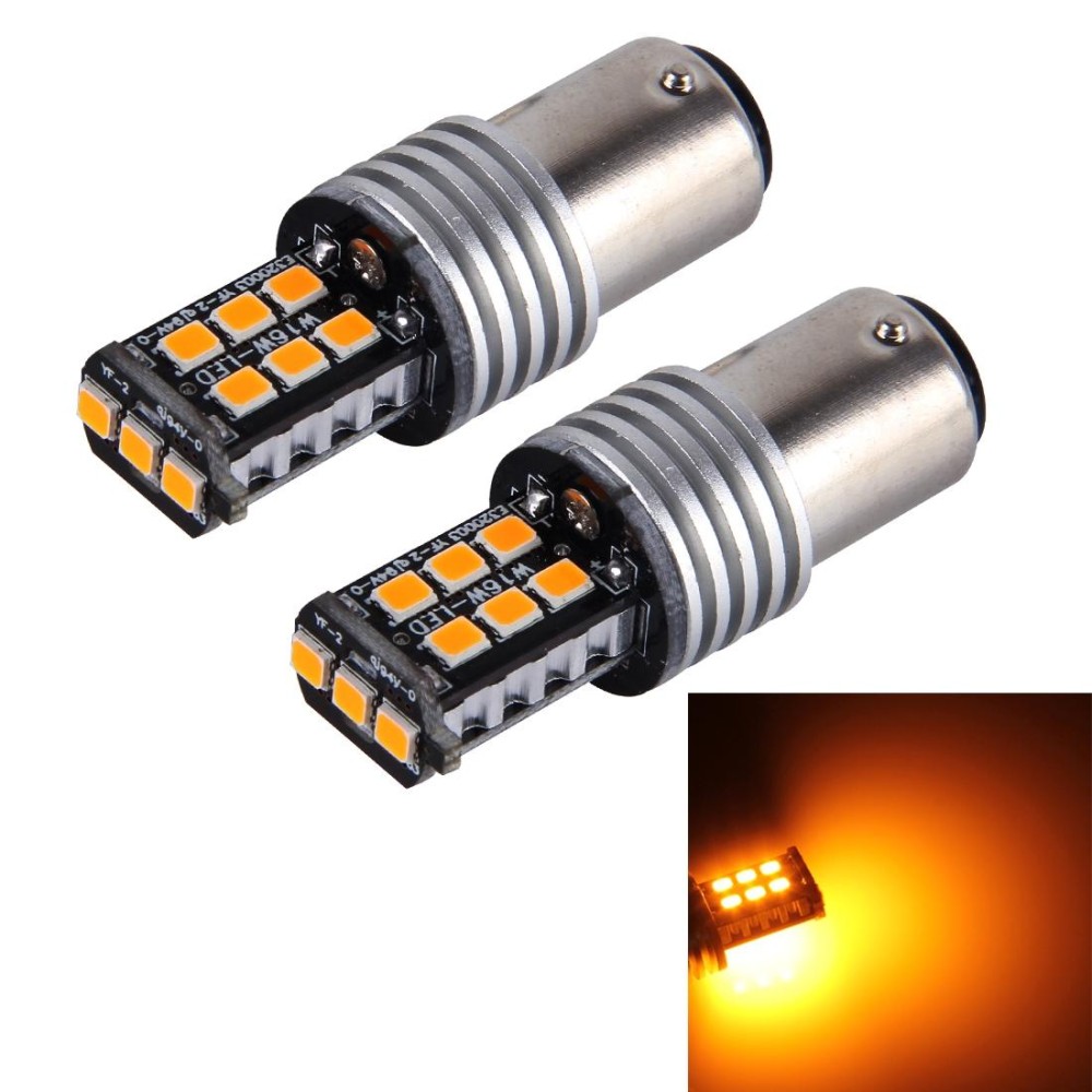 2 PCS 1157/BAY15D 3W 15 SMD-3528-LEDs Car Turn Light, DC 12V(Yellow Light)