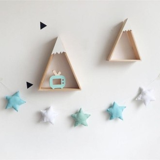 Star Shape Children Room Ornaments Crib Tent Pendants(Stars Green White + Stripes)