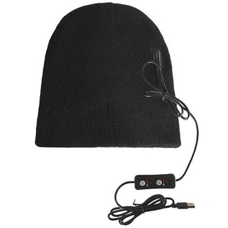 USB Electric Heating Outdoor Windproof And Warm Knitted Hat, Size: 24x24cm(Black)