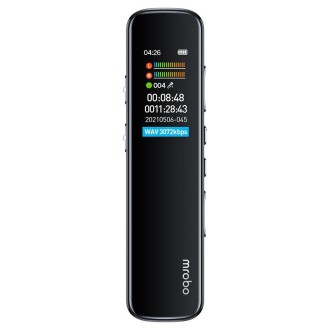 Mrobo RV-19 0.96-inch HD Screen 3D Noise Reduction Recording Pen Music Player, Capacity: 16 GB(Black)