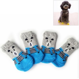 2 Pairs Cute Puppy Dogs Pet Knitted Anti-slip Socks, Size:M (Bear)