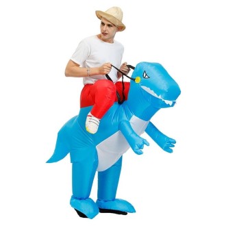 Halloween Dinosaur Inflatable Clothes Polyester 3D Cartoon Doll Clothing, Size:L(160-190cm)(Blue Dinosaur)