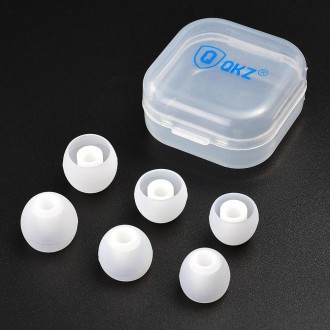 QKZ GJES 6-in-1 In-Ear Earphone Silicone Ear Caps(Transparent White)