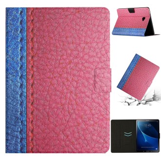 For Samsung Galaxy Tab A 10.1 T580 Stitching Solid Color Smart Leather Tablet Case(Rose Red)