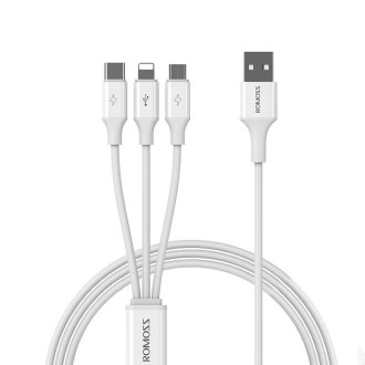 ROMOSS CB251V 3.5A USB To 8 Pin+Type-C+Micro USB 3 In 1 Charging Cable, Length: 1.8m