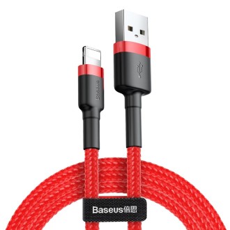 Baseus 2A 8 Pin Cafule Tough Charging Cable, Length: 3m(Red)