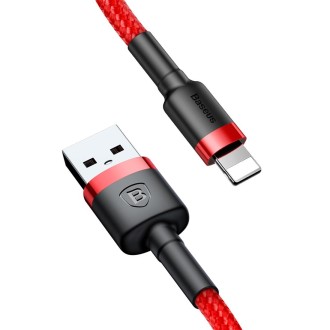 Baseus 2A 8 Pin Cafule Tough Charging Cable, Length: 3m(Red)