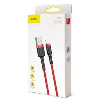 Baseus 2A 8 Pin Cafule Tough Charging Cable, Length: 3m(Red)