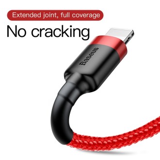 Baseus 2A 8 Pin Cafule Tough Charging Cable, Length: 3m(Red)