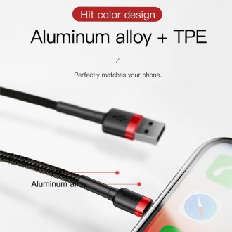 Baseus 2A 8 Pin Cafule Tough Charging Cable, Length: 3m(Red)