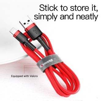 Baseus 2A 8 Pin Cafule Tough Charging Cable, Length: 3m(Red)