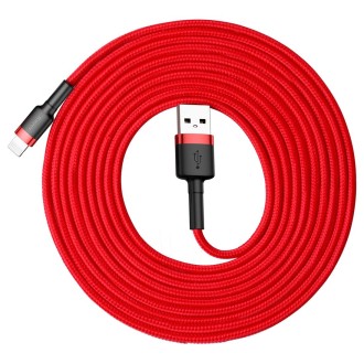 Baseus 2A 8 Pin Cafule Tough Charging Cable, Length: 3m(Red)