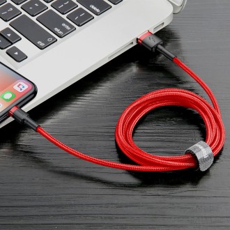 Baseus 2A 8 Pin Cafule Tough Charging Cable, Length: 3m(Red)