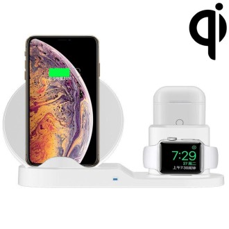 N30 3 in 1 Fast Wireless Charger Holder for Qi Standard Smartphones & iWatch & AirPods(White)