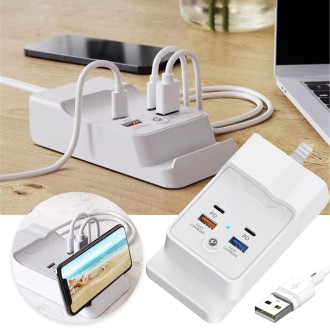 PD 20W Dual USB-C / Type-C + Dual USB 4-Port Fast Charging Hub For Smartphone Tablet USB Plug