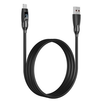 ENKAY 2.4A USB to 8 Pin Fast Charging Data Silicone Cable with LED Display, Length:1m(Black)