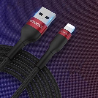 ROMOSS  CB12B 2.4A 8 Pin Fast Charging Cable For IPhone / IPad Data Cable 1.5m(Red Black)