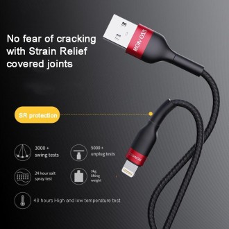 ROMOSS  CB12B 2.4A 8 Pin Fast Charging Cable For IPhone / IPad Data Cable 1.5m(Red Black)