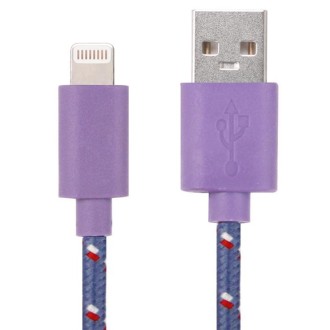 2m Nylon Netting USB Data Transfer Charging Cable For iPhone, iPad(Purple)