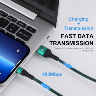 ENKAY ENK-CB120 3 in 1 1.2m USB 3.0 to Type-C / 8 Pin / Micro USB 5A Fast Charging Cable(Green)