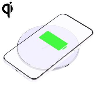 10W QI Plaid Pattern Round Metal Wireless Charger (White)