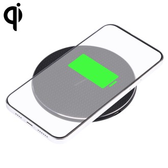 10W QI Plaid Pattern Round Metal Wireless Charger (Black)