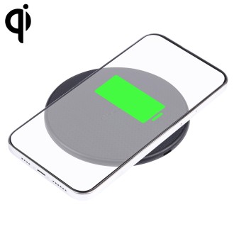 10W QI Plaid Pattern Round Plastic Wireless Charger (Black)