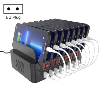 YFY-A55 150W 16 x USB Ports Smart Charging Station with Phone & Tablet Stand, EU Plug