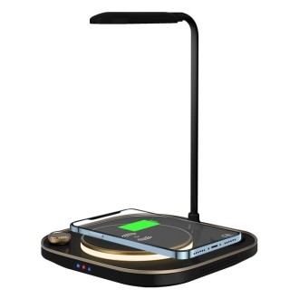 X3 15W 3 in 1 Wireless Charger, Table Lamp (Black)