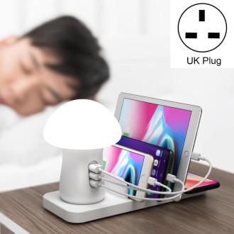 HQ-UD12 Universal 4 in 1 40W QC3.0 3 USB Ports + Wireless Charger Mobile Phone Charging Station with Mushroom Shape LED Light, L