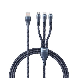 REMAX RC-199th Whirly Series 5A USB to USB-C / Type-C + 8 Pin + Micro USB Fast Charging Data Cable, Cable Length: 1.2m(Midnight 