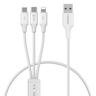 ROMOSS CB251N 66W 8 Pin + USB-C/Type-C + Micro USB 3 In 1 Charging Data Cable (1.8m )