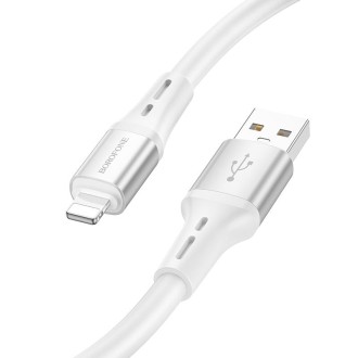 Borofone BX88 USB to 8 Pin Solid Silicone Charging Data Cable, Length:1m(White)